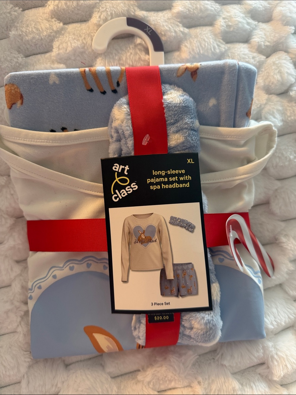 art class Light Blue Fox Pajama Set with Spa Headband